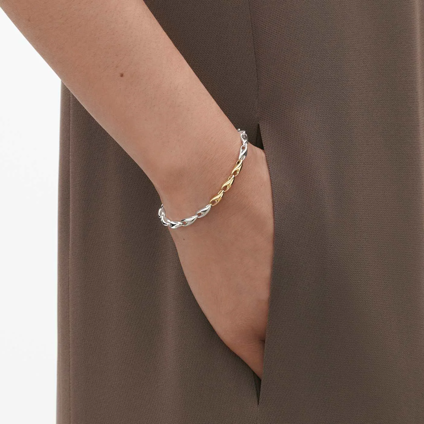 Reflect Sterling Silver And 18ct Yellow Gold Bracelet - Image 3