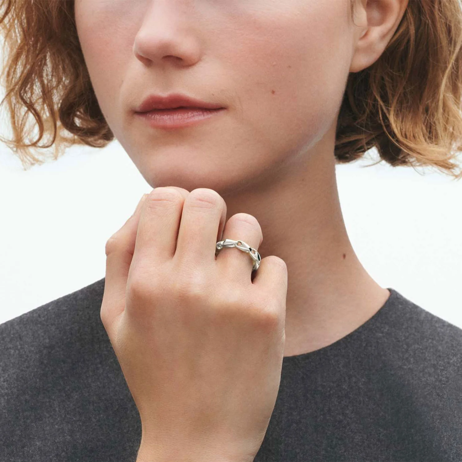 Reflect Sterling Silver Chain Ring - Image 3