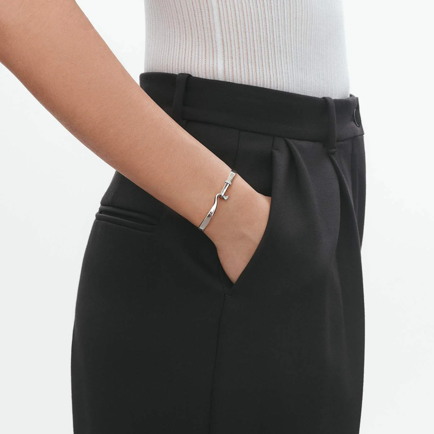 Torun Silver Diamond Set Bangle - Image 2