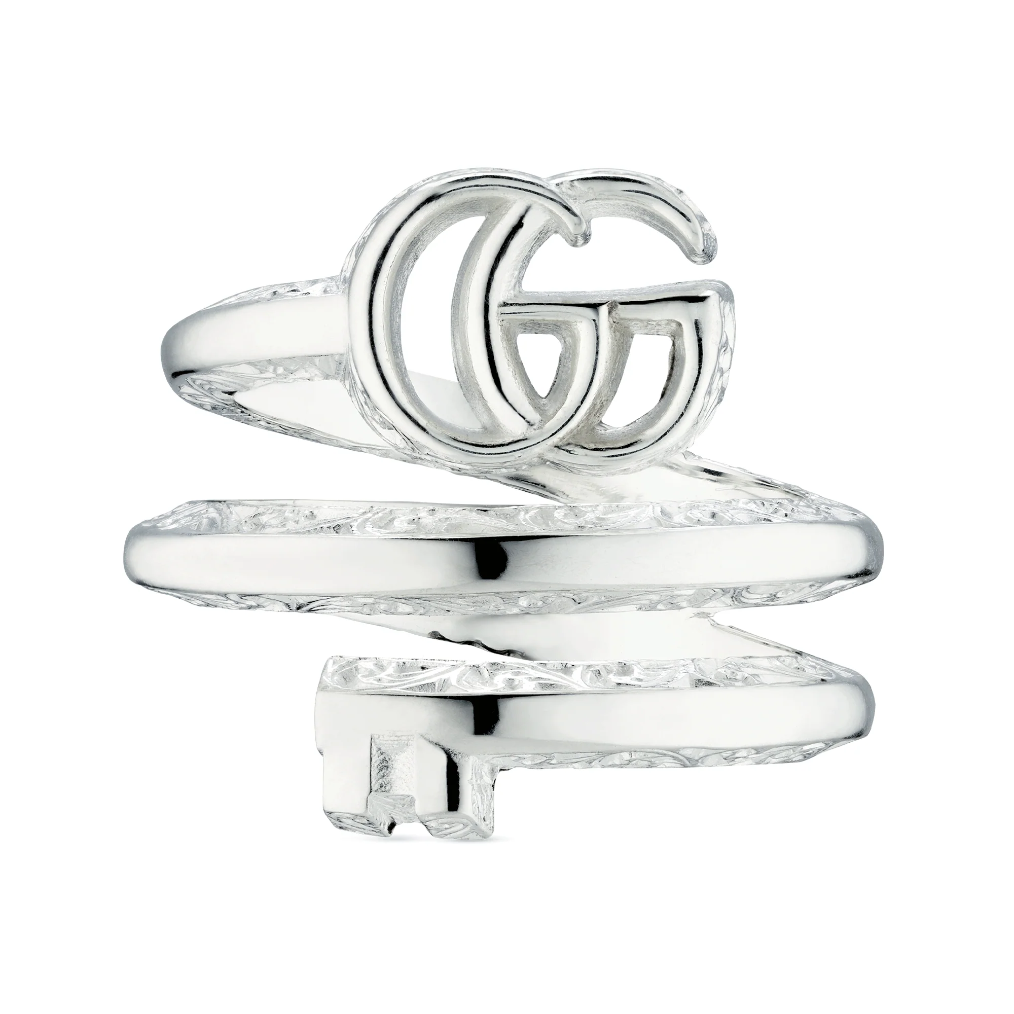 GG Marmont Sterling Silver Polished Double G Twist Key Ring - Image 2