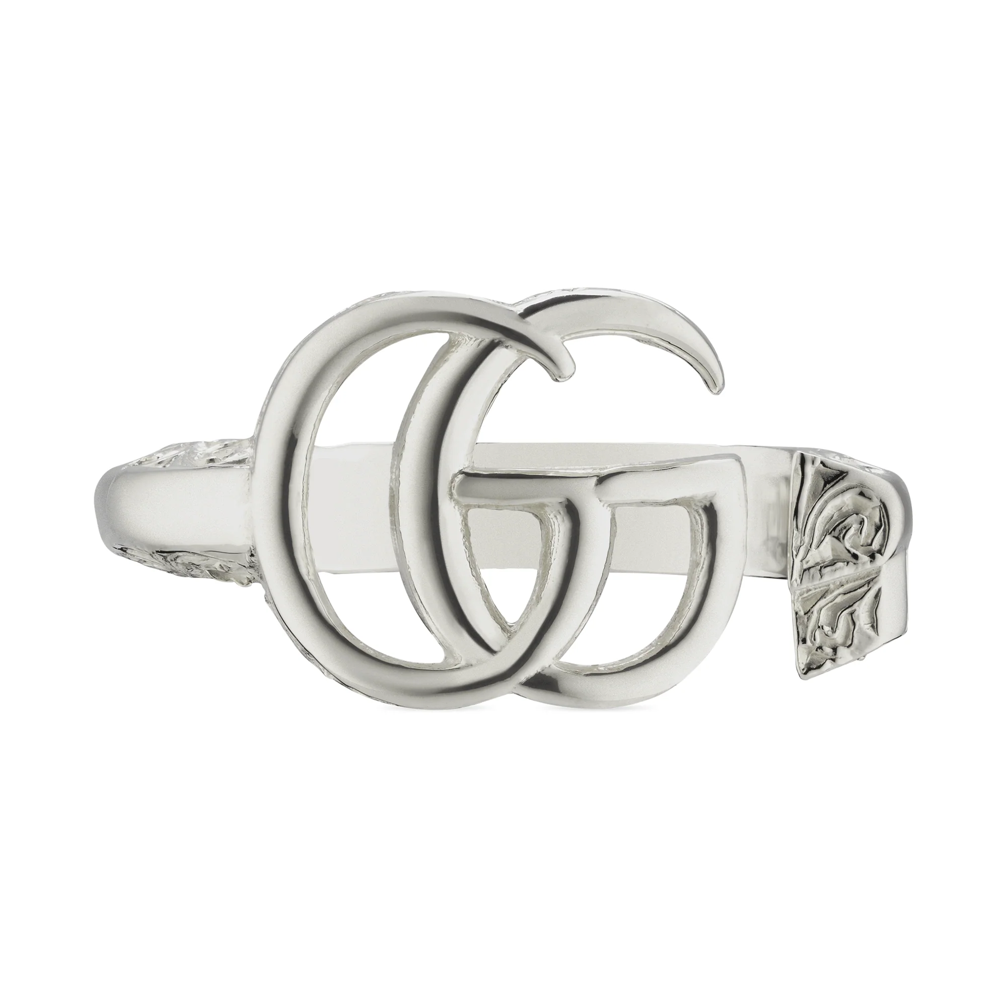 GG Marmont Sterling Silver Polished Double G Key Ring - Image 2