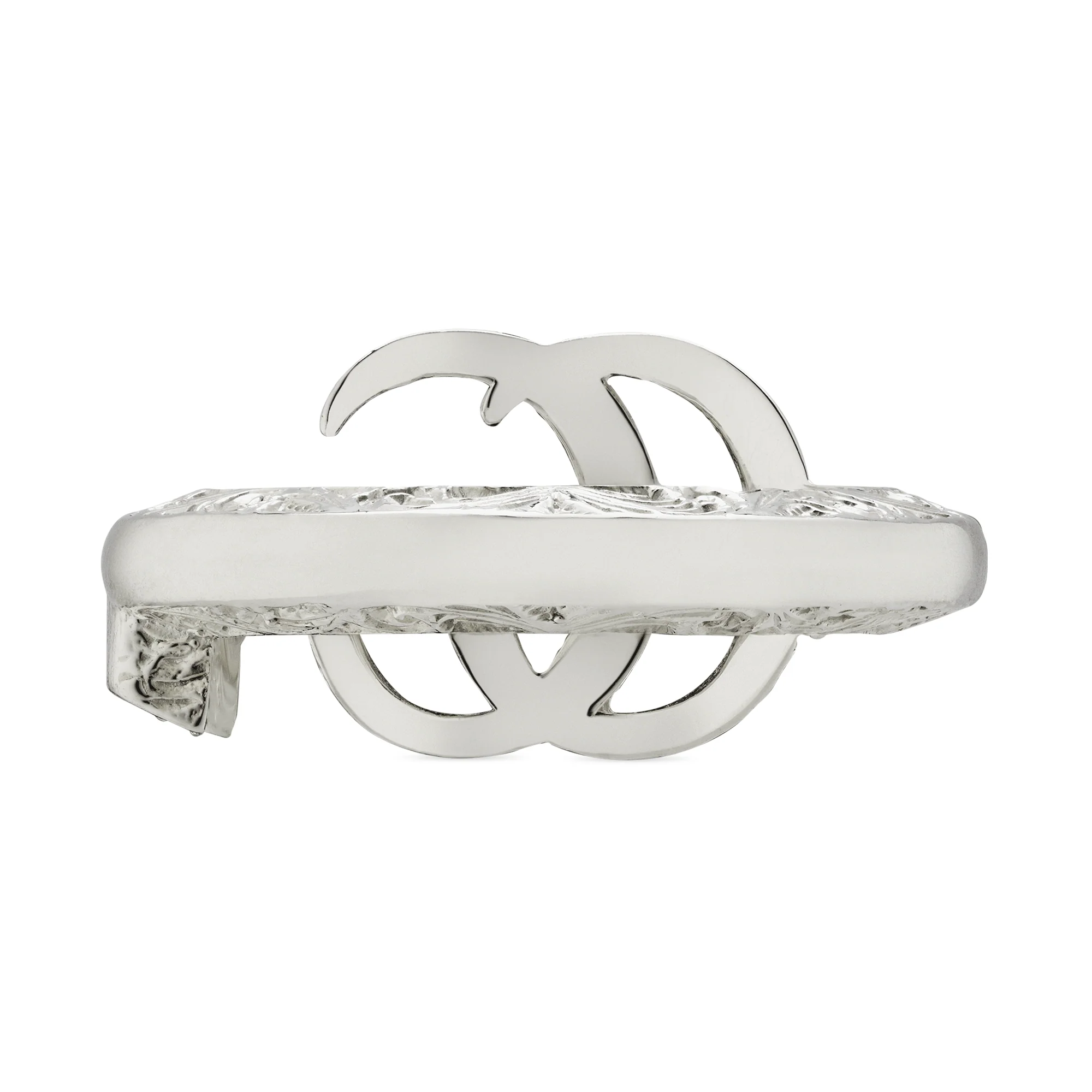 GG Marmont Sterling Silver Polished Double G Key Ring - Image 3