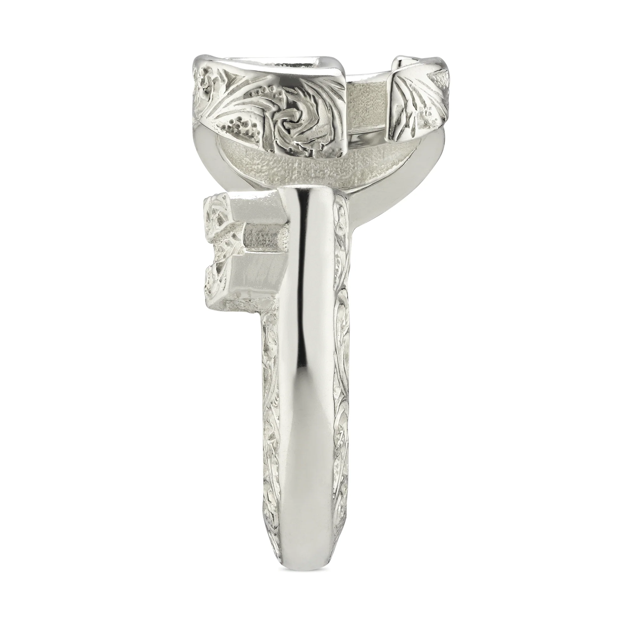 GG Marmont Sterling Silver Polished Double G Key Ring - Image 4
