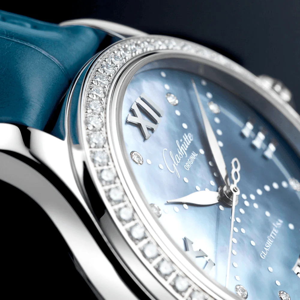 Lady Serenade 36mm Blue Diamond Set Dial & Bezel Ladies Strap Watch - Image 3