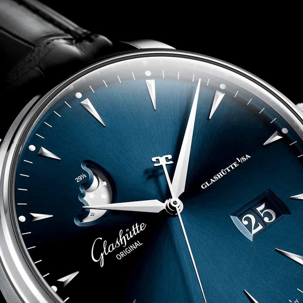 Senator Excellence Panorama Moonphase 42mm Blue Dial Leather Strap Watch - Image 2