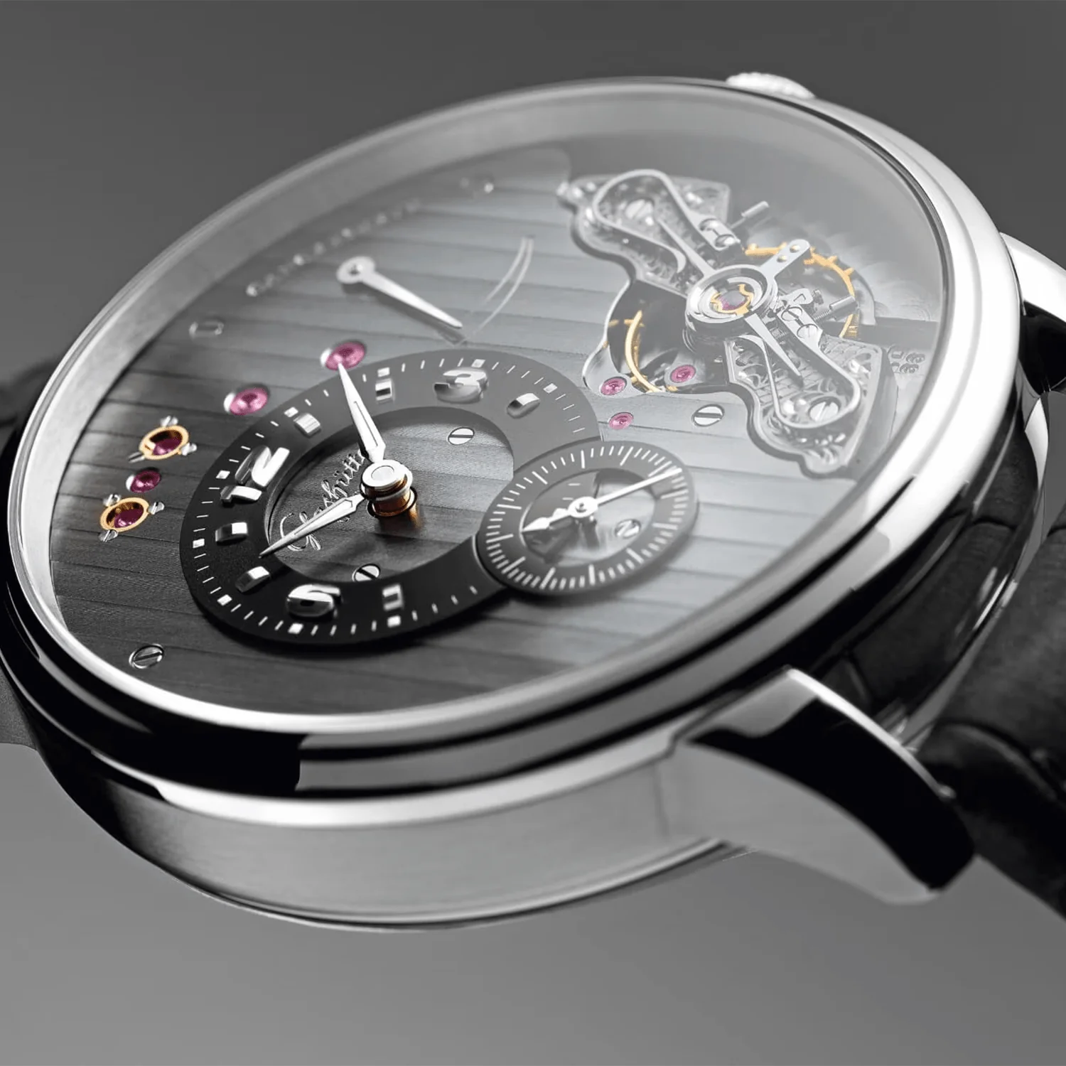 PanoInverse 42mm Steel Galvanised Charcoal Dial Strap Watch - Image 2