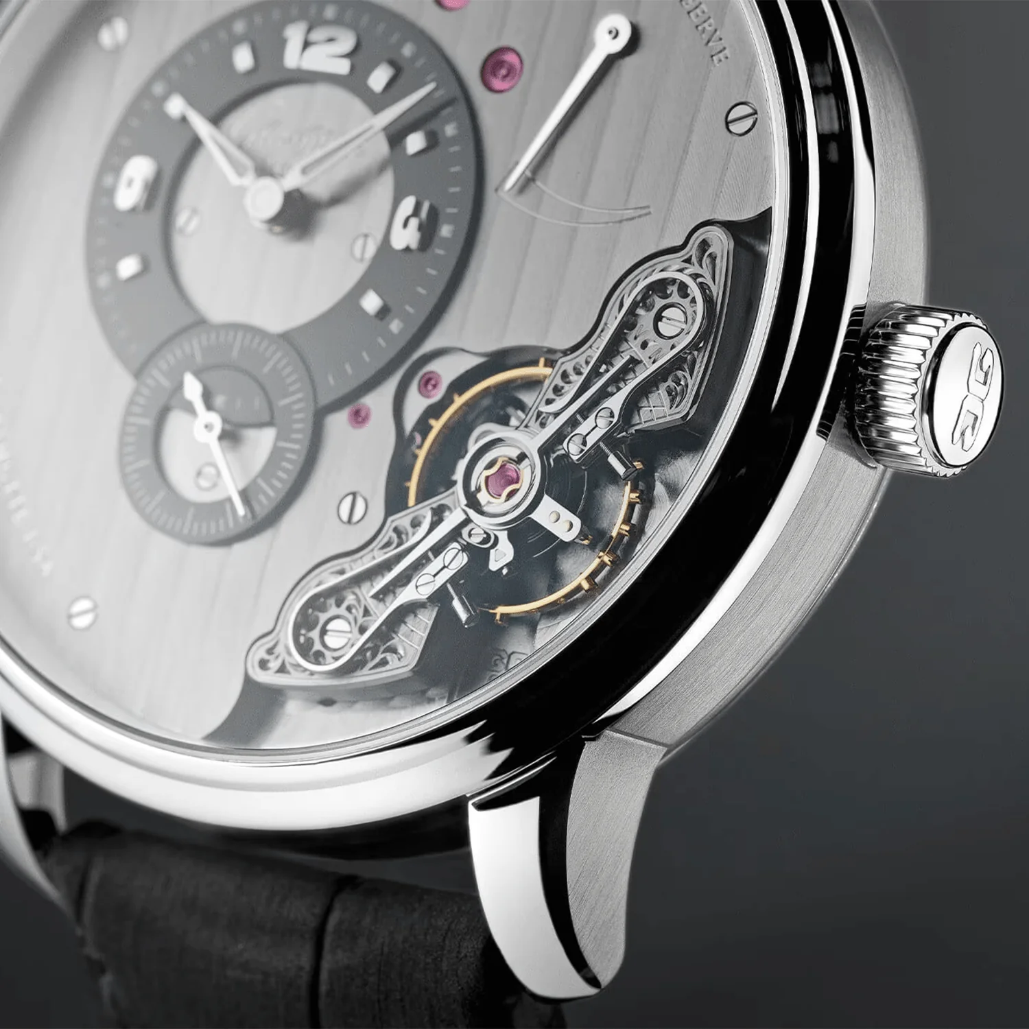 PanoInverse 42mm Steel Galvanised Charcoal Dial Strap Watch - Image 3