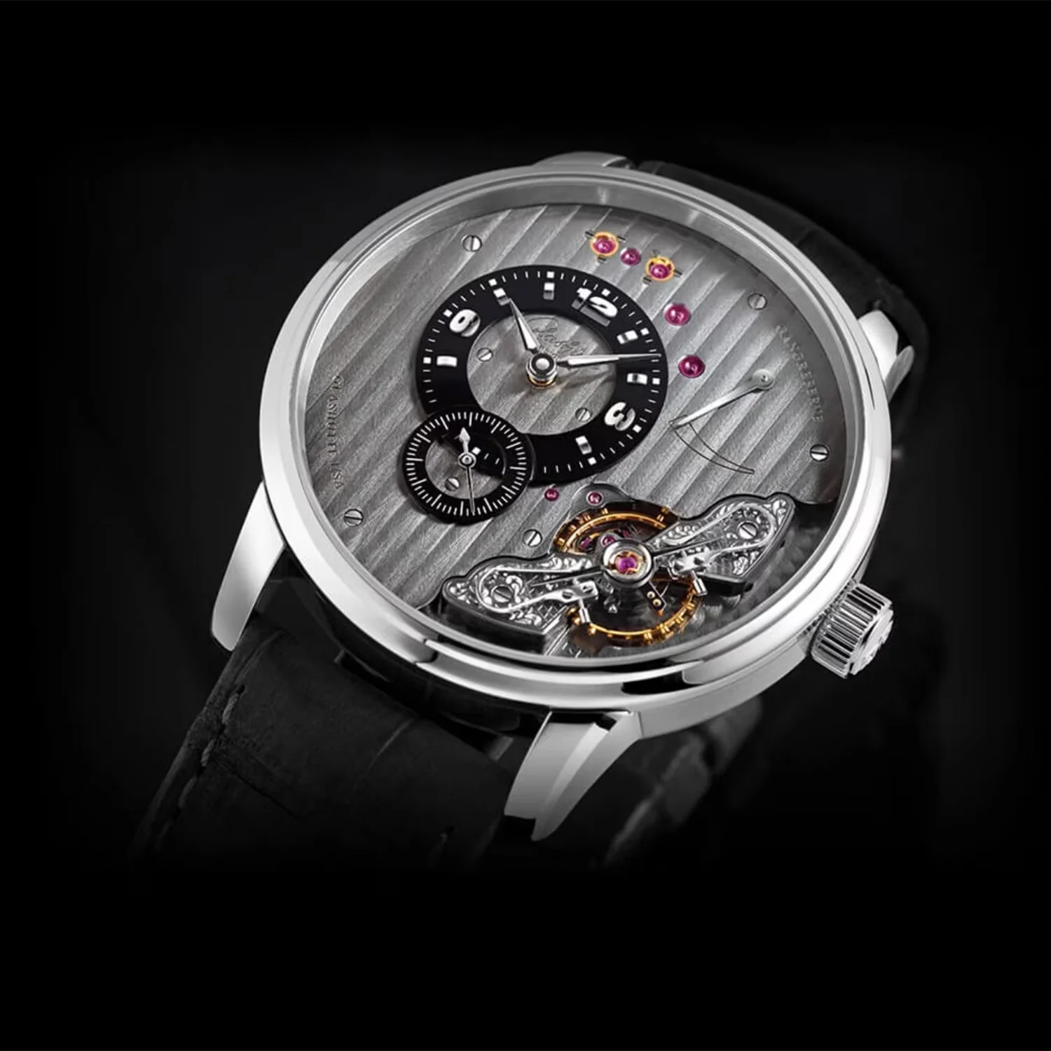 PanoInverse 42mm Steel Galvanised Charcoal Dial Strap Watch - Image 4