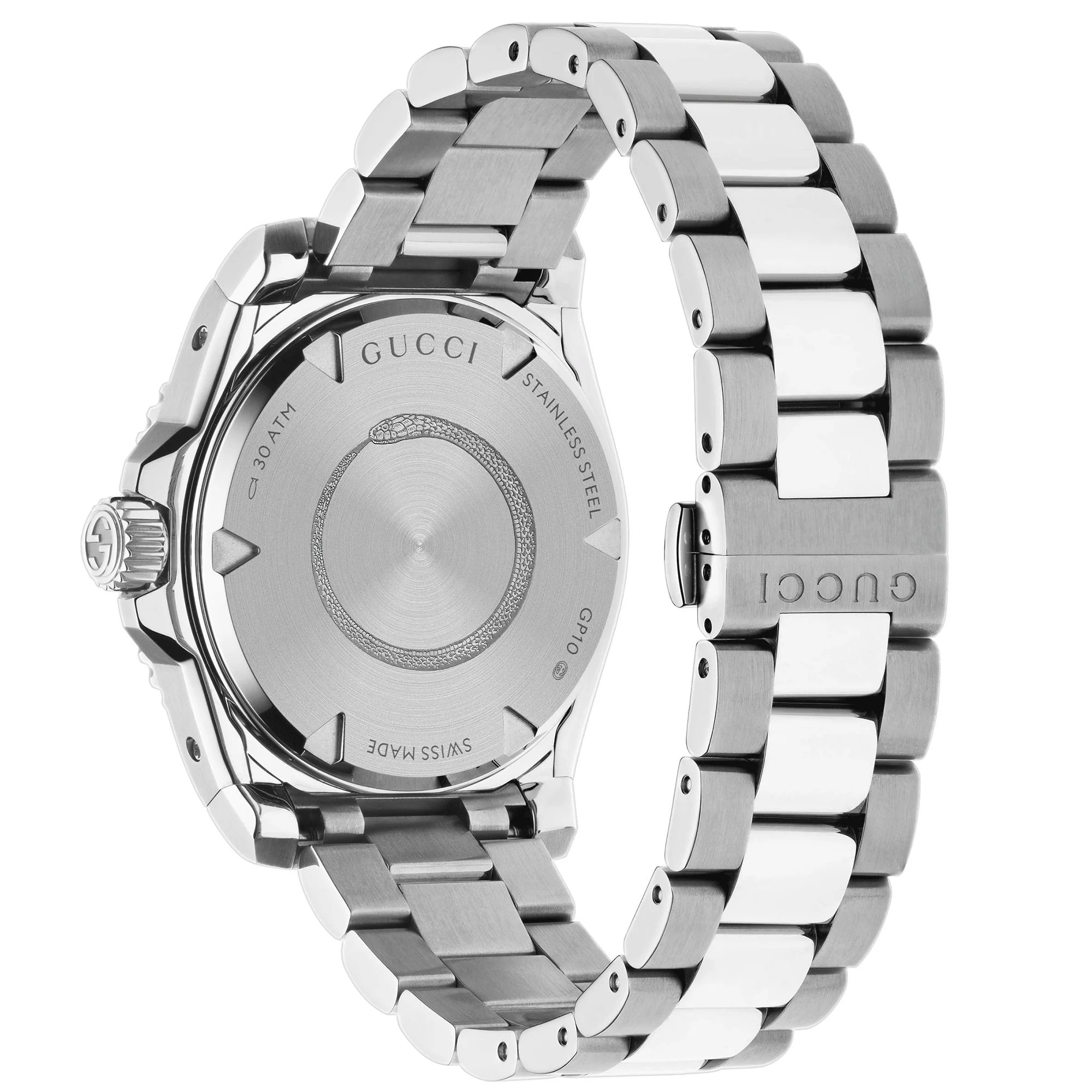 Gucci Dive 40mm Stainless Steel Automatic Watch With A Silver Dial & Gold Bezel - Image 3