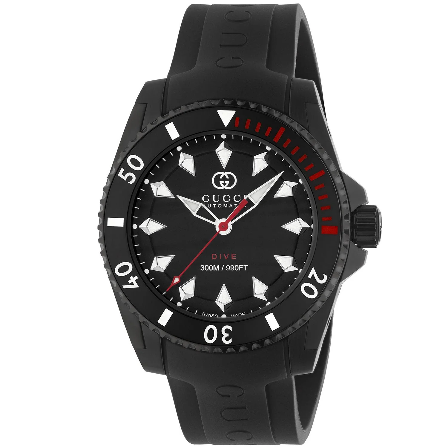 Gucci Dive Automatic 40mm PVD Black Dial Rubber Strap Watch - Image 5