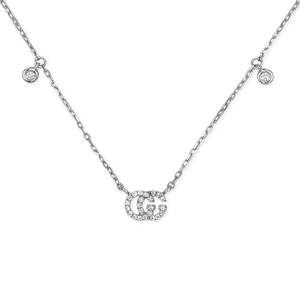 GG Running 18ct White Gold Diamond Necklace - Image 2