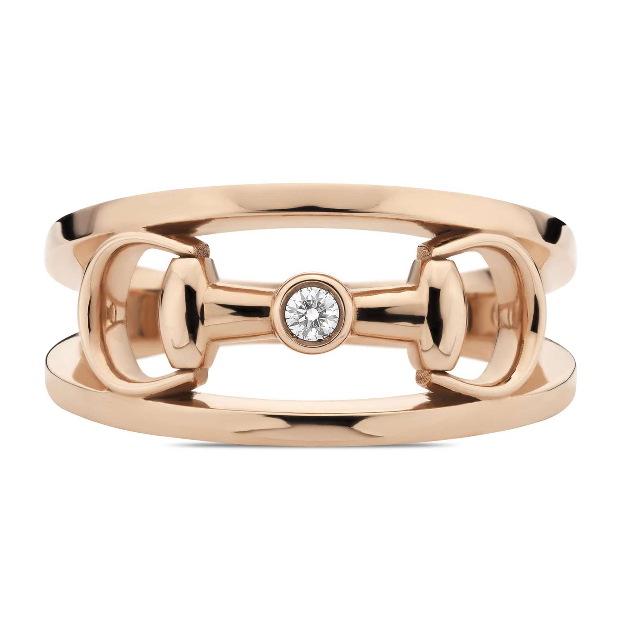Gucci Horsebit 18ct Rose Gold And Diamond Wide Dress Ring - Image 2