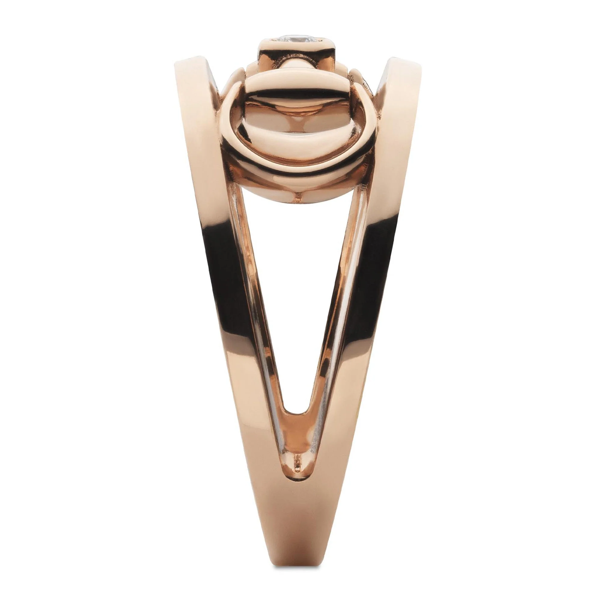 Gucci Horsebit 18ct Rose Gold And Diamond Wide Dress Ring - Image 4