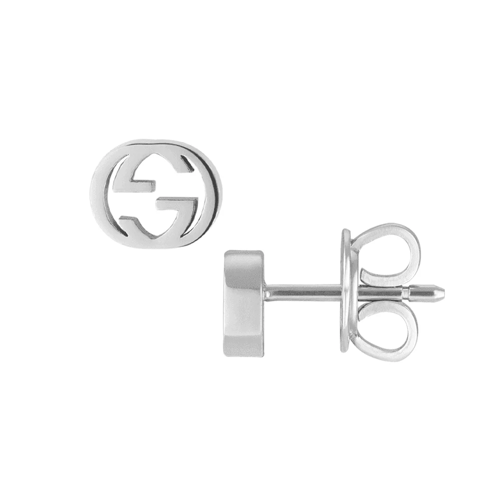 Gucci Interlocking 18ct White Gold Stud Earrings - Image 2