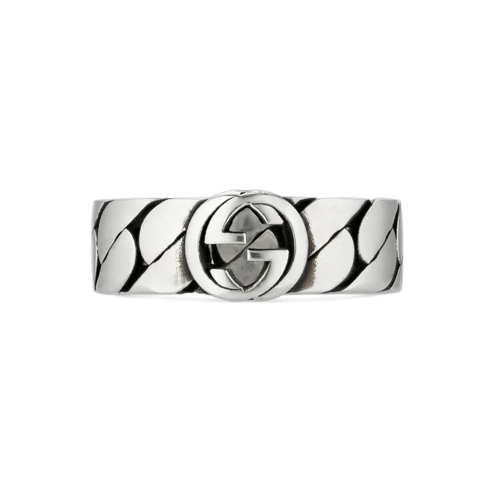 Gucci Interlocking Sterling Silver Logo 6mm Band Ring - Image 2