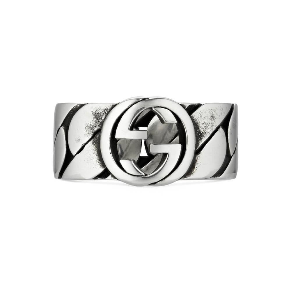 Gucci Interlocking Sterling Silver Logo 8mm Band Ring - Image 2