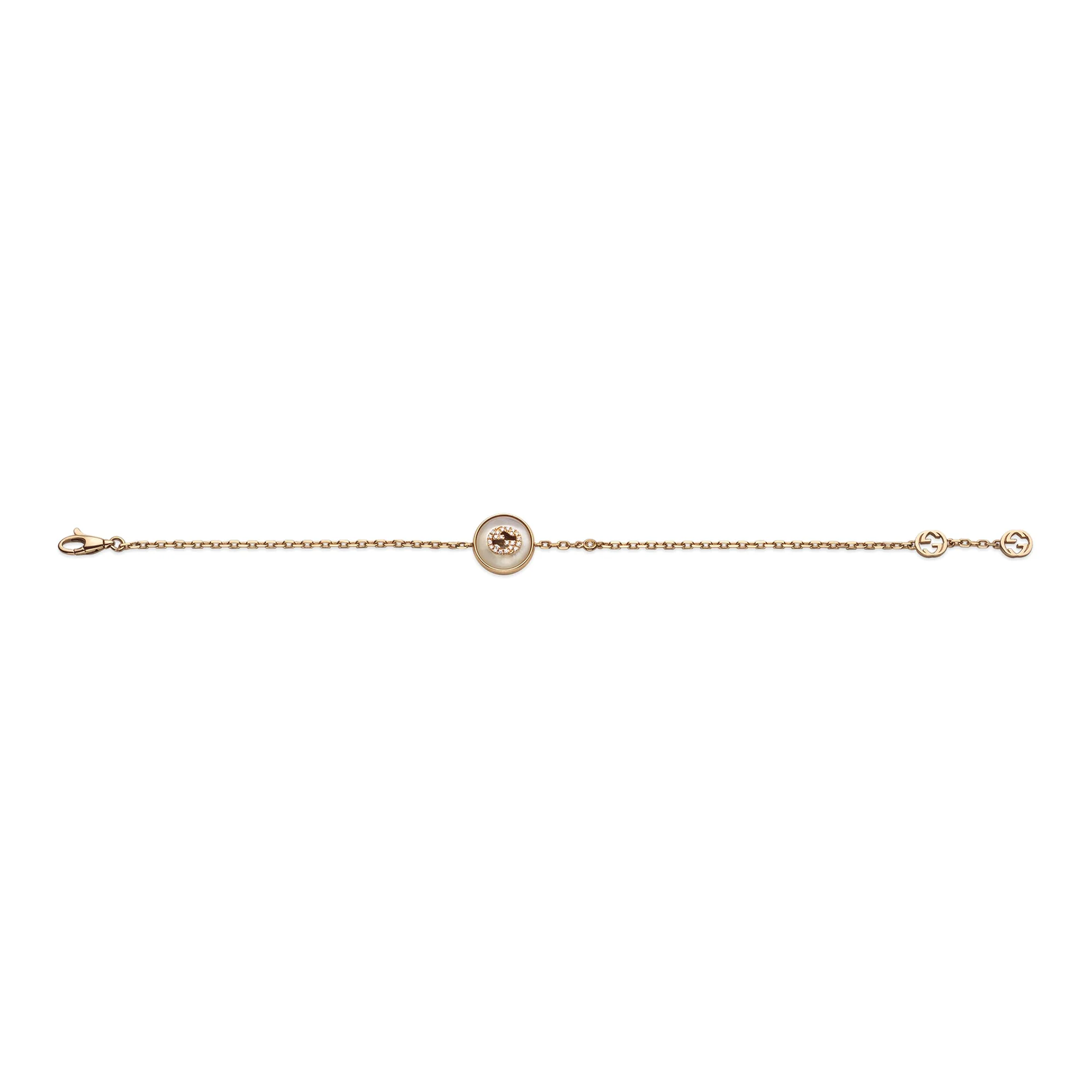 Gucci Interlocking 18ct Rose Gold Mother Of Pearl And Diamond Bracelet - Image 2