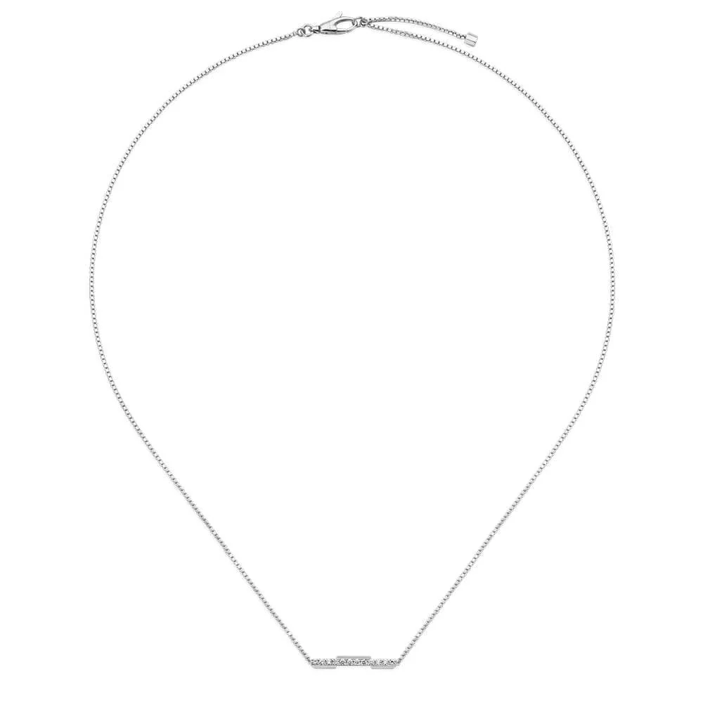 Gucci Link to Love 18ct White Gold Diamond Pave Set Necklace - Image 2