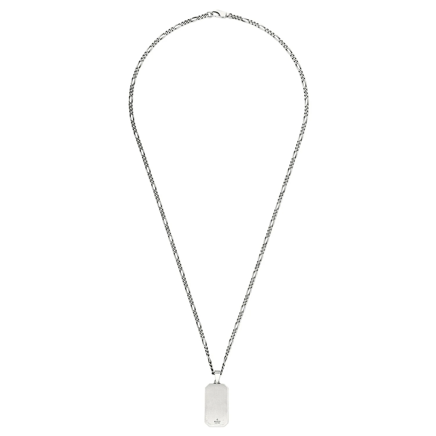 Gucci Signature Sterling Silver GG And Bee Dog Tag Necklace - Image 2