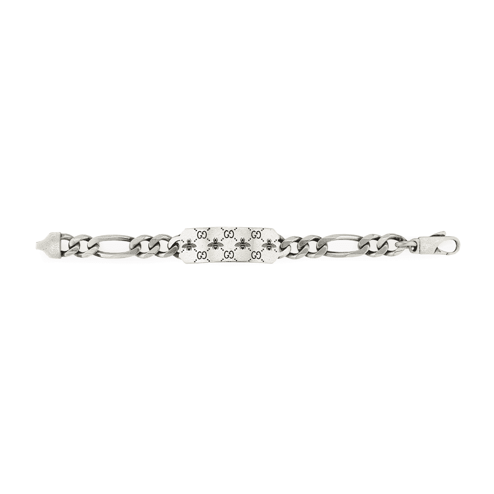 Gucci Signature Sterling Silver GG And Bee Engraved Bracelet - Image 2