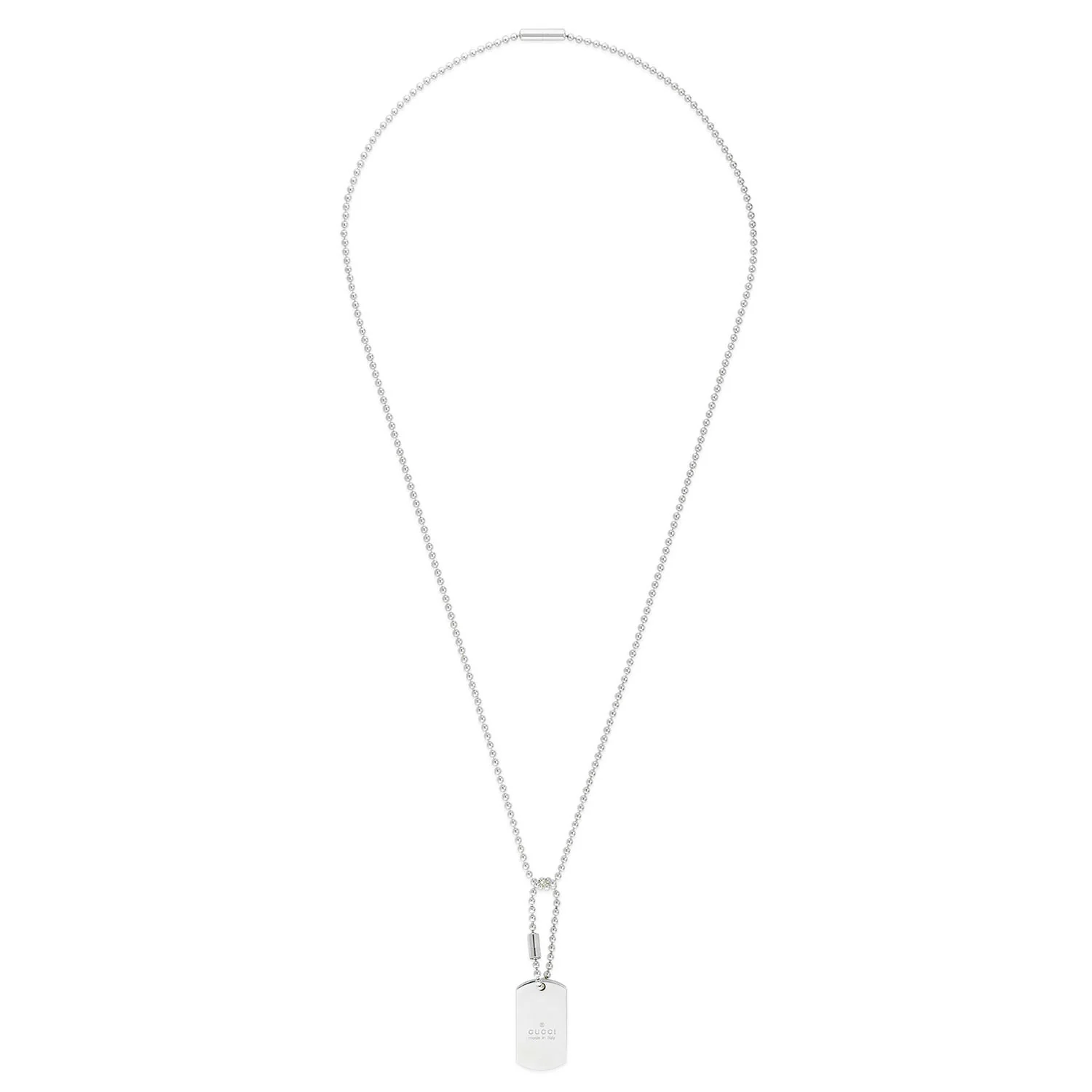 Gucci Trademark Sterling Silver And Red Enamel Dog Tag Necklace - Image 2