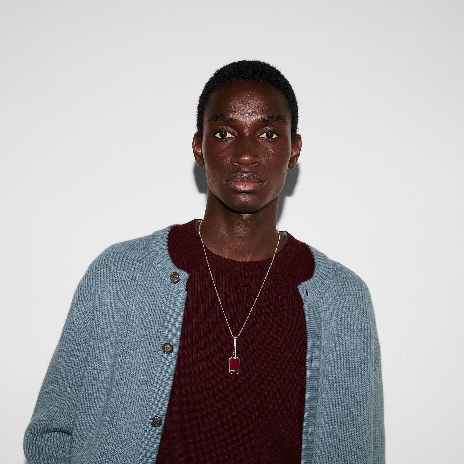 Gucci Trademark Sterling Silver And Red Enamel Dog Tag Necklace - Image 3