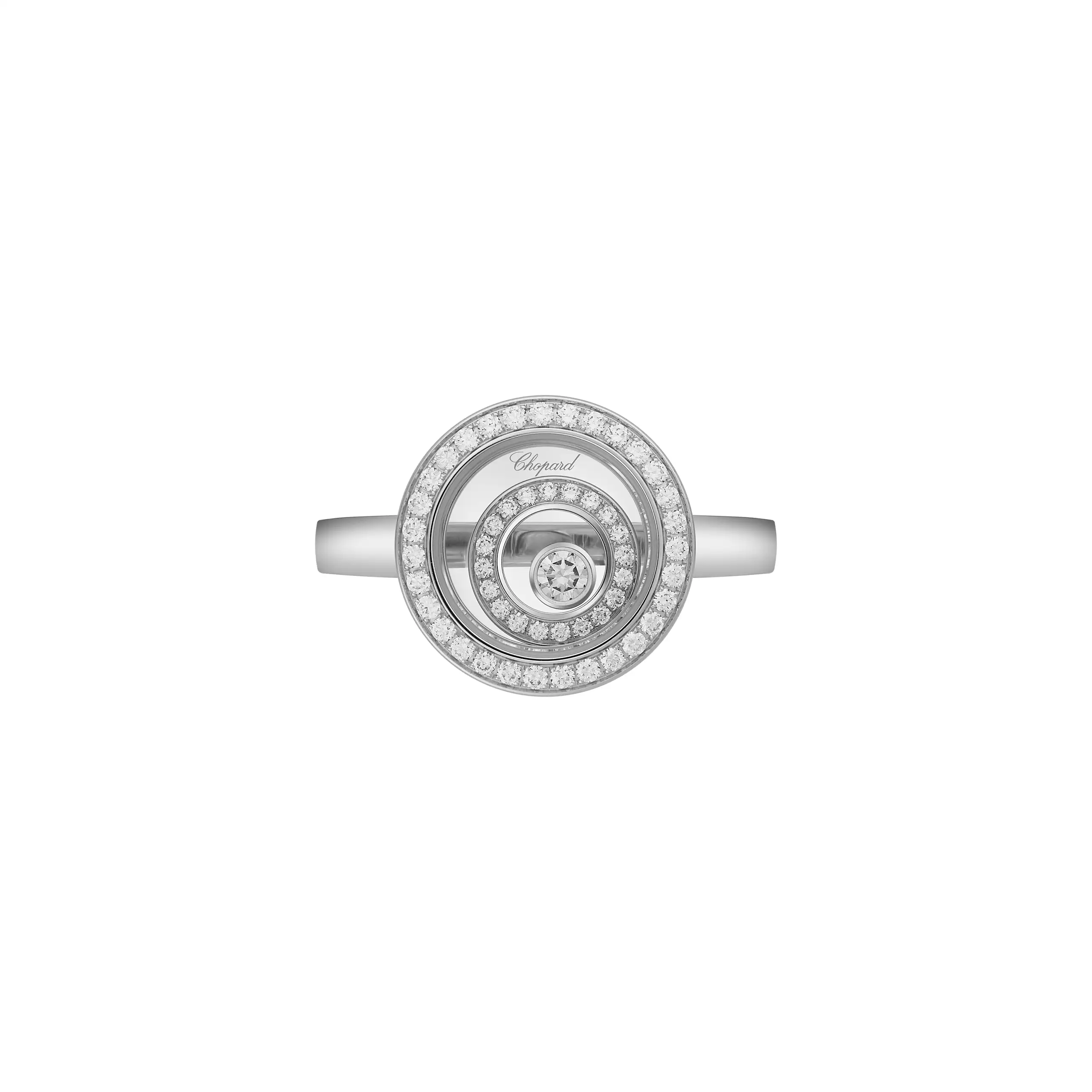 Happy Diamonds Happy Spirit 18ct White Gold Three Row Diamond Halo Dress Ring - Image 2