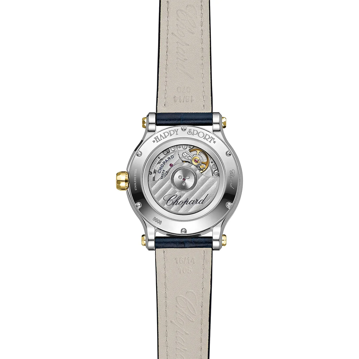 Happy Sport 33mm Silver Dial Automatic Watch Dark Blue Strap - Image 3