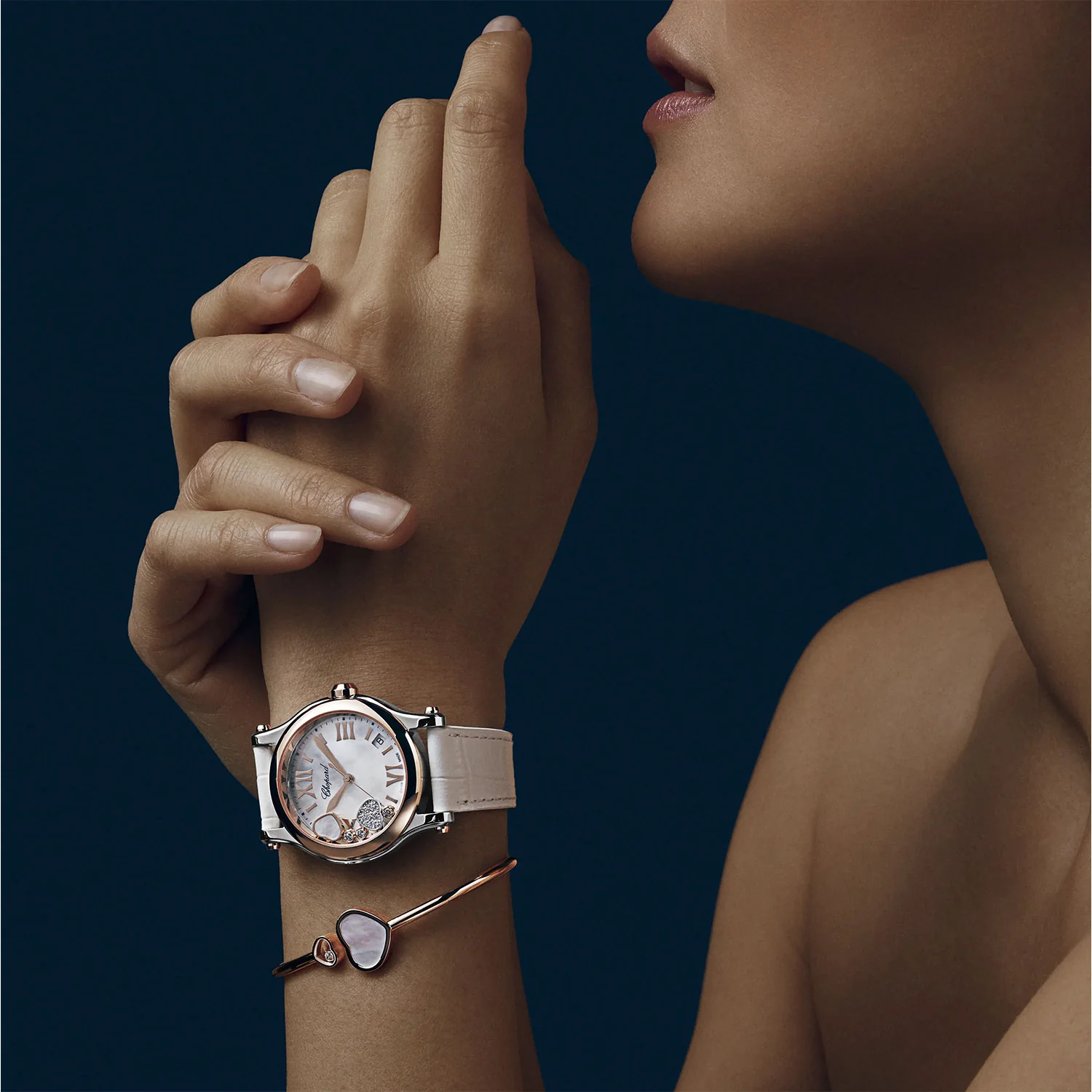 Happy Sport 36mm 18ct Rose Gold White Dial Quartz Watch - Image 5