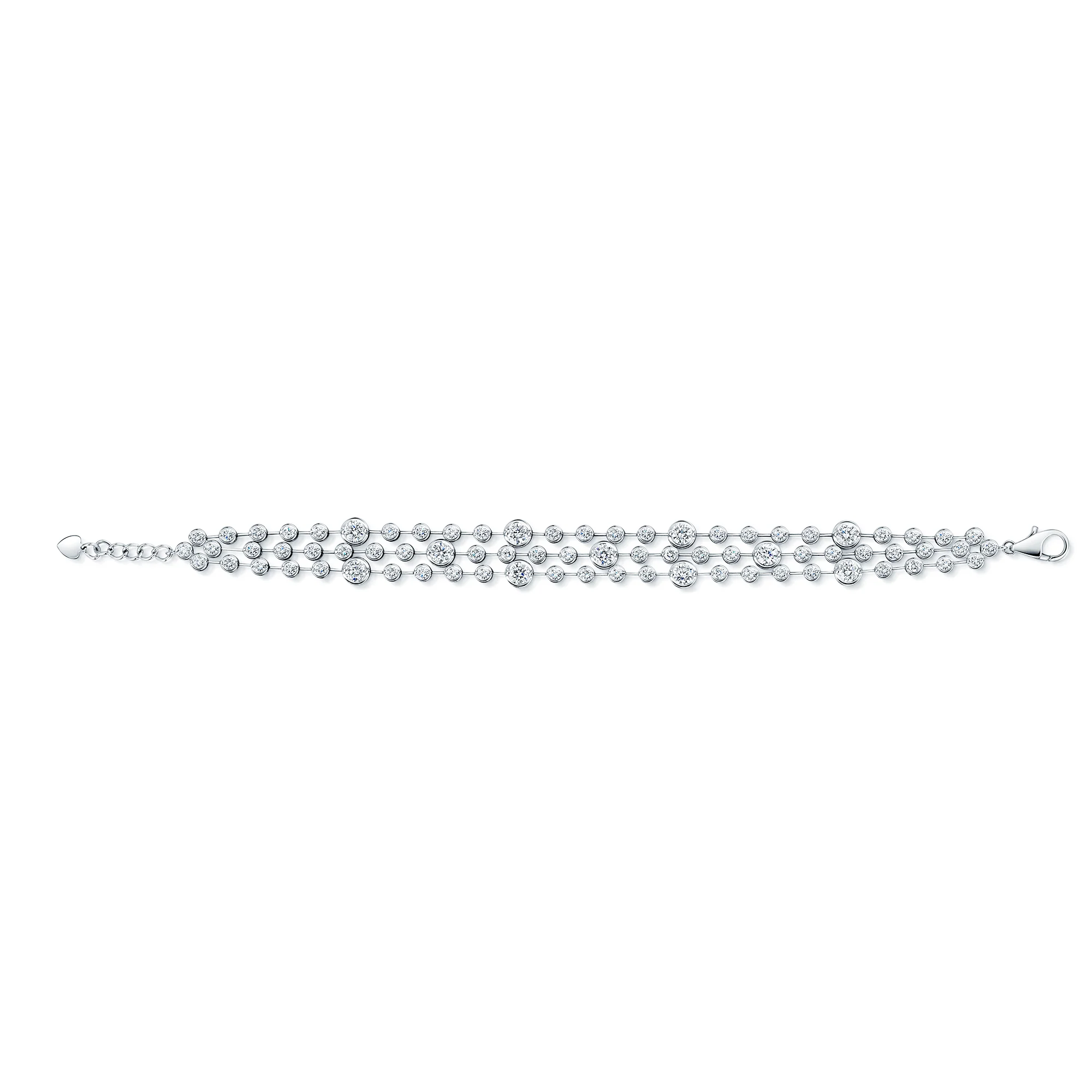 18ct White Gold Diamond Three Strand Vintage Style Bracelet - Image 3