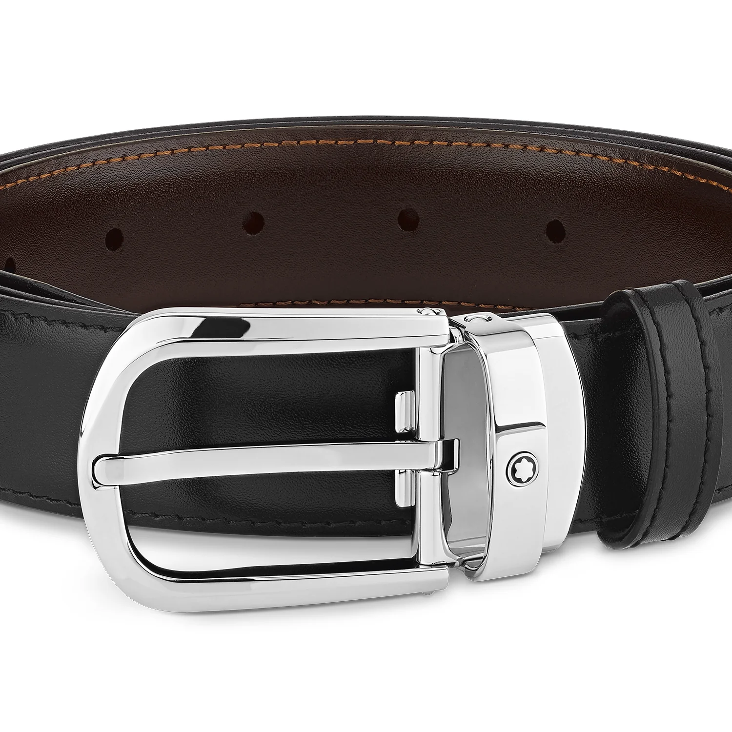 Horseshoe Buckle Reversible Leather Belt - Image 4