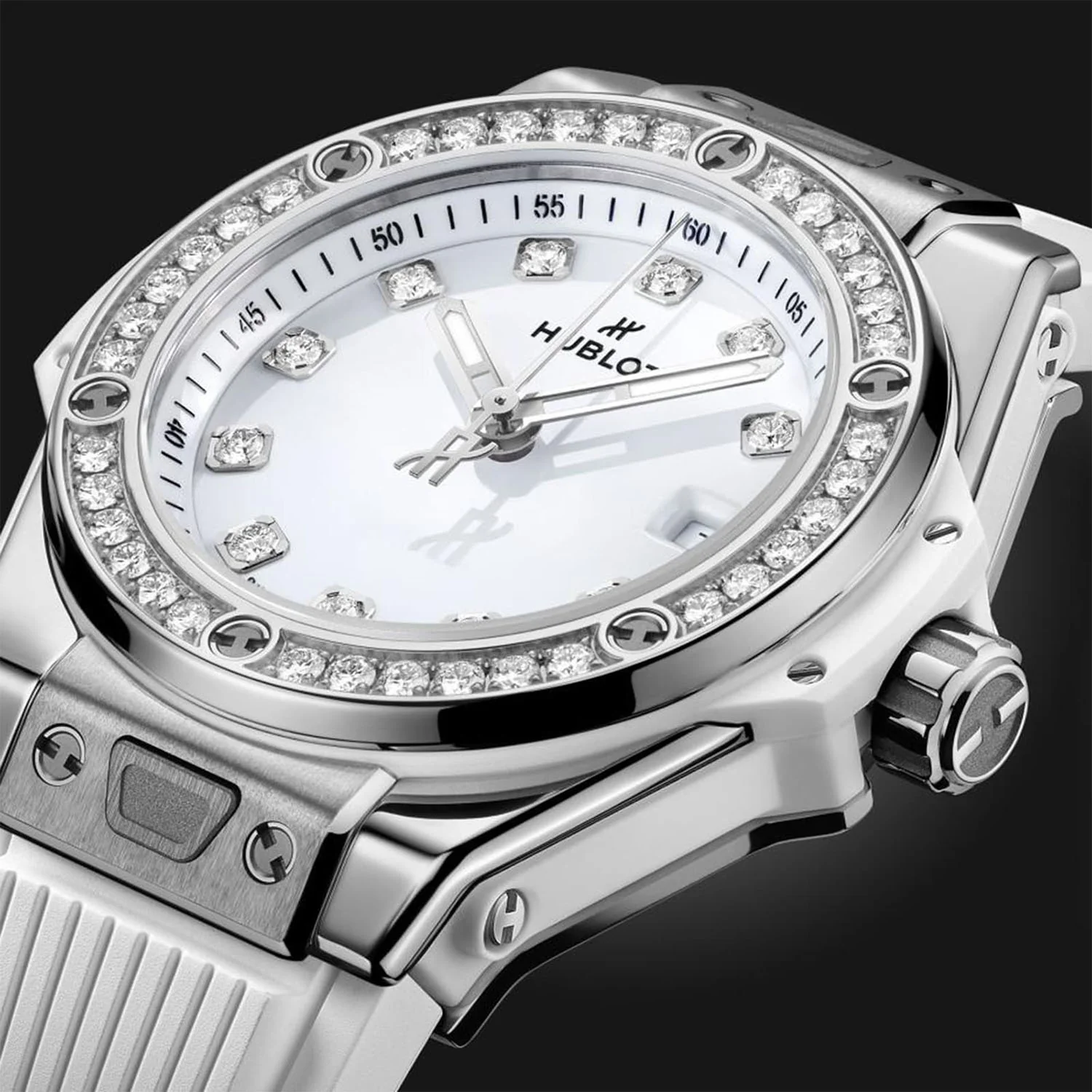 Big Bang One Click Steel White Diamonds 33mm Strap Watch - Image 2