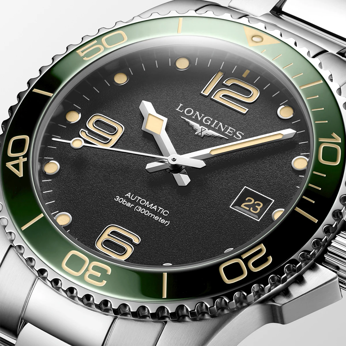HydroConquest 41mm Black Dial & Green Bezel Men's Bracelet Watch - Image 2