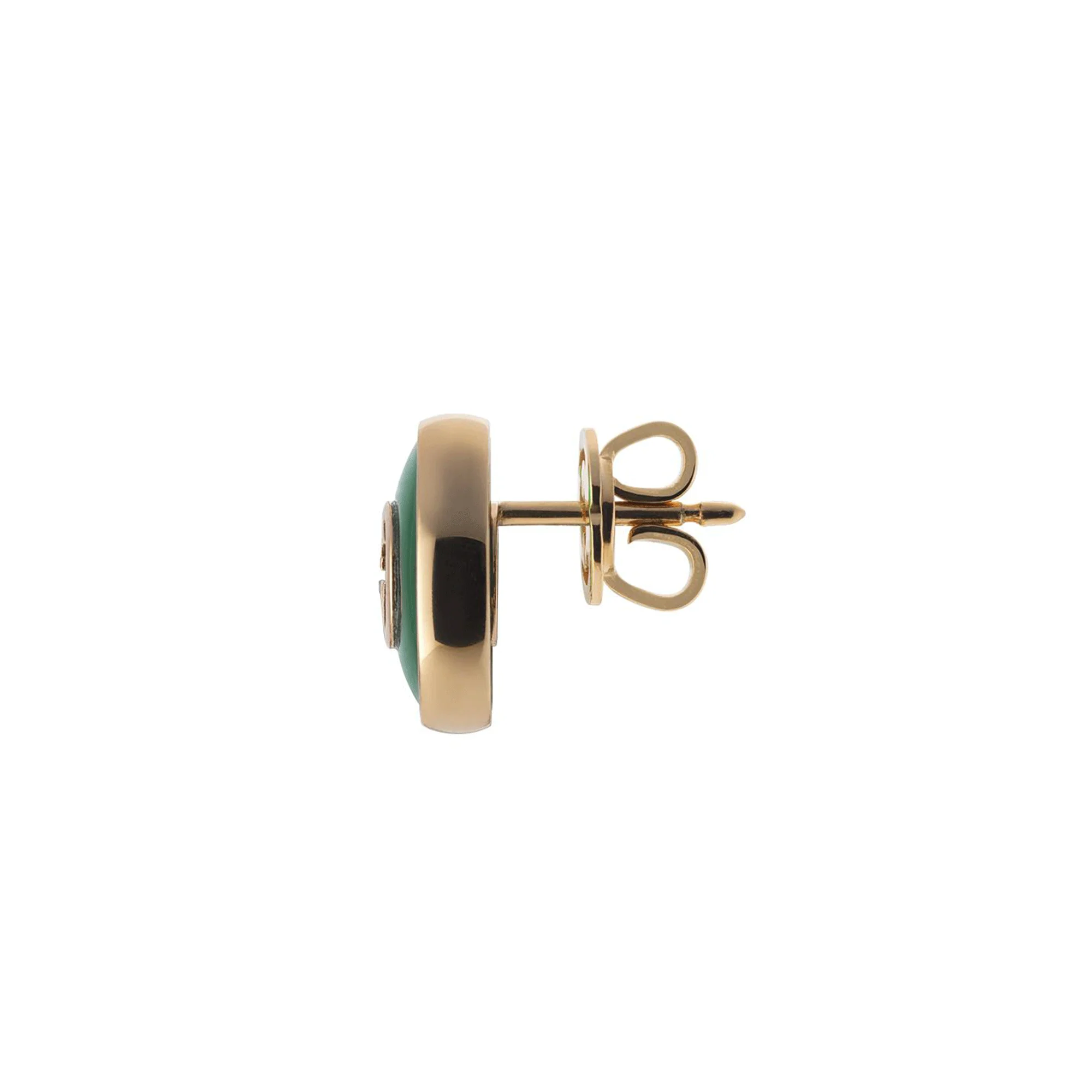 Gucci Interlocking 18ct Rose Gold And Green Agate Stud Earrings - Image 2