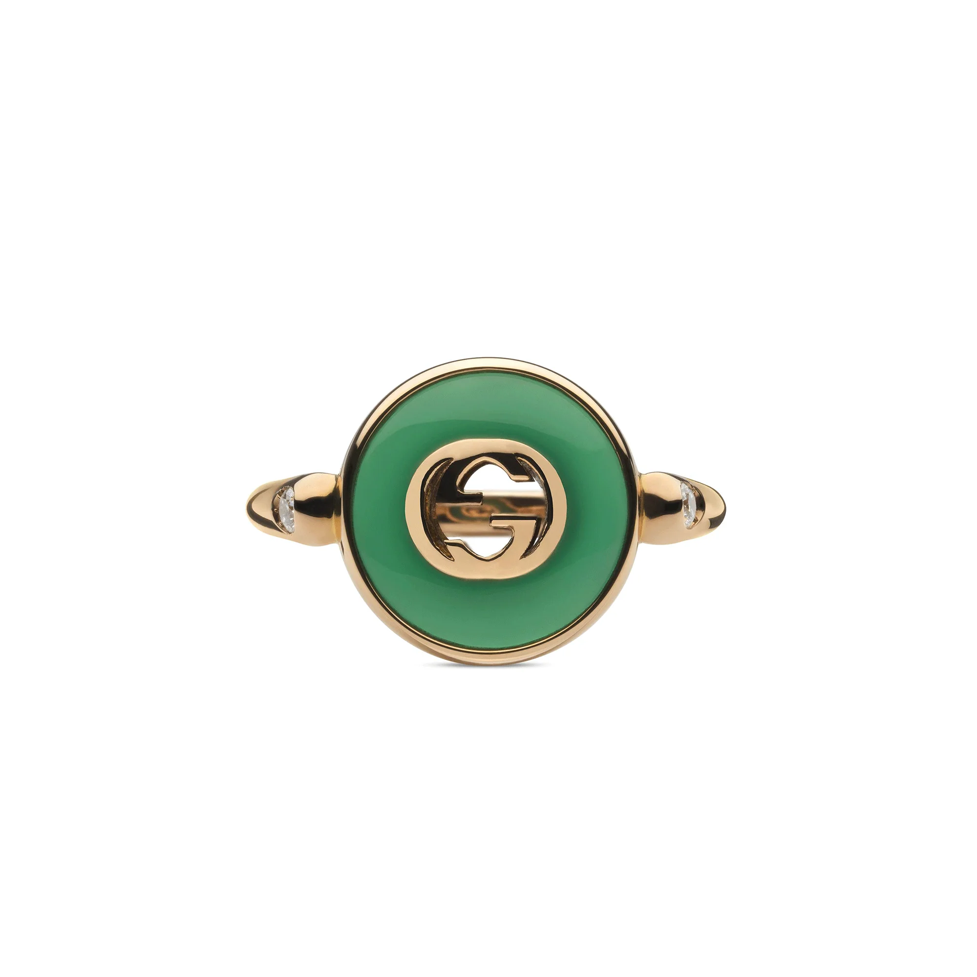 Gucci Interlocking  18ct Rose Gold Green Agate Ring - Image 2