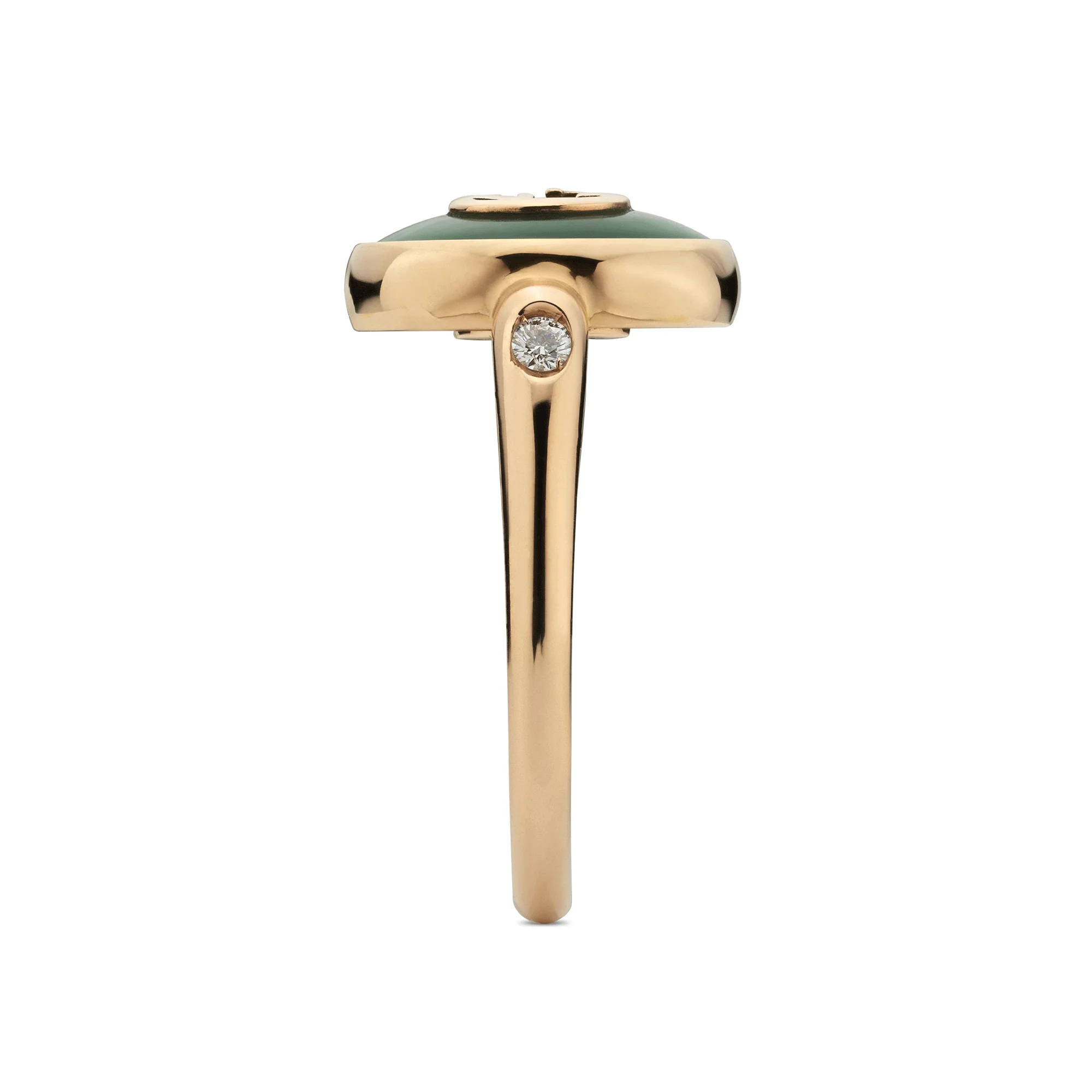 Gucci Interlocking  18ct Rose Gold Green Agate Ring - Image 4