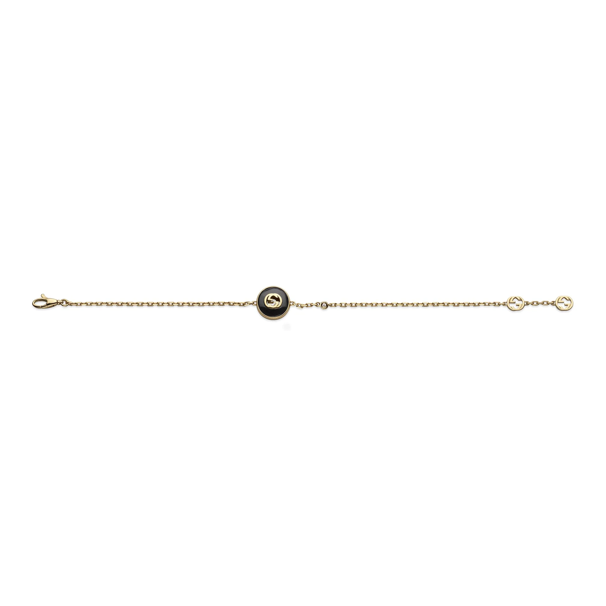 Gucci Interlocking 18ct Yellow Gold Black Onyx Bracelet - Image 2