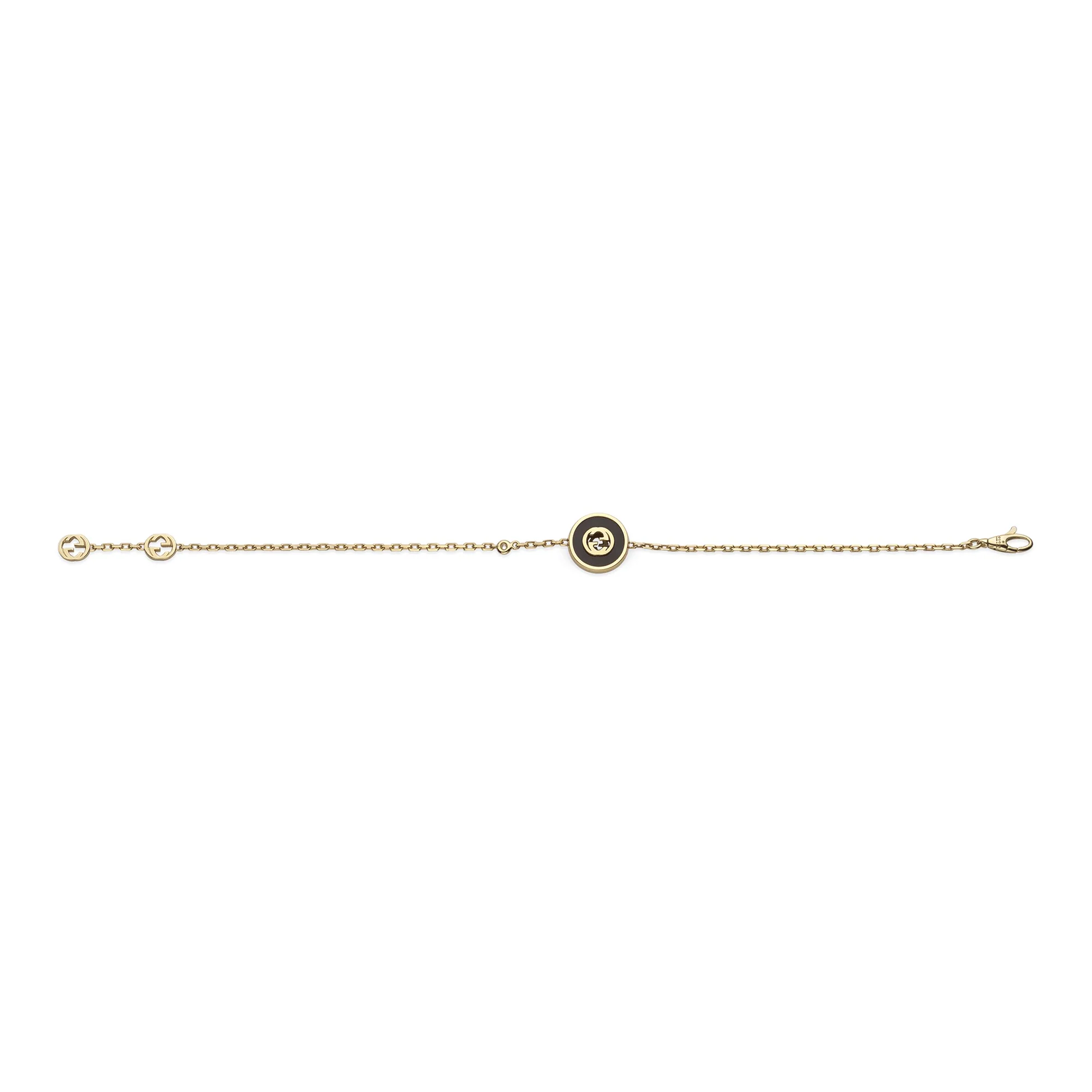 Gucci Interlocking 18ct Yellow Gold Black Onyx Bracelet - Image 4