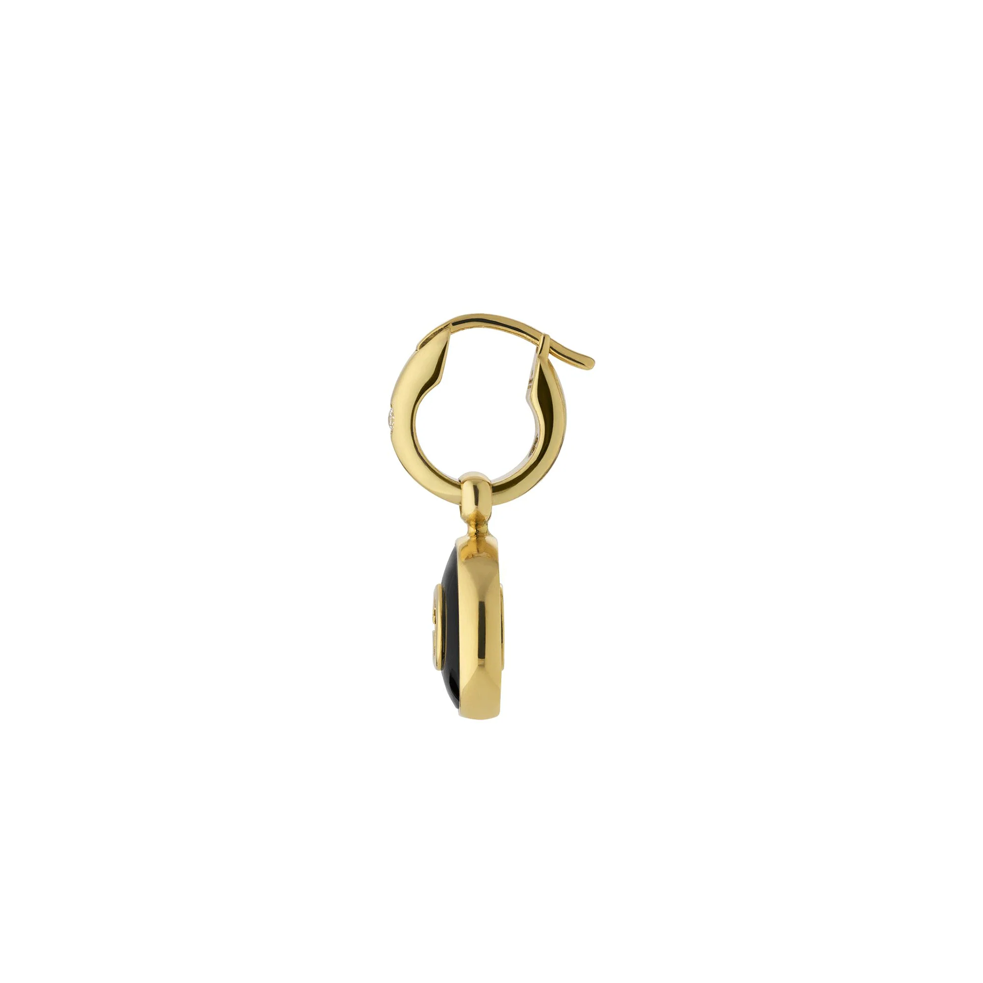 Gucci Interlocking 18ct Yellow Gold Black Onyx Drop Earrings - Image 2