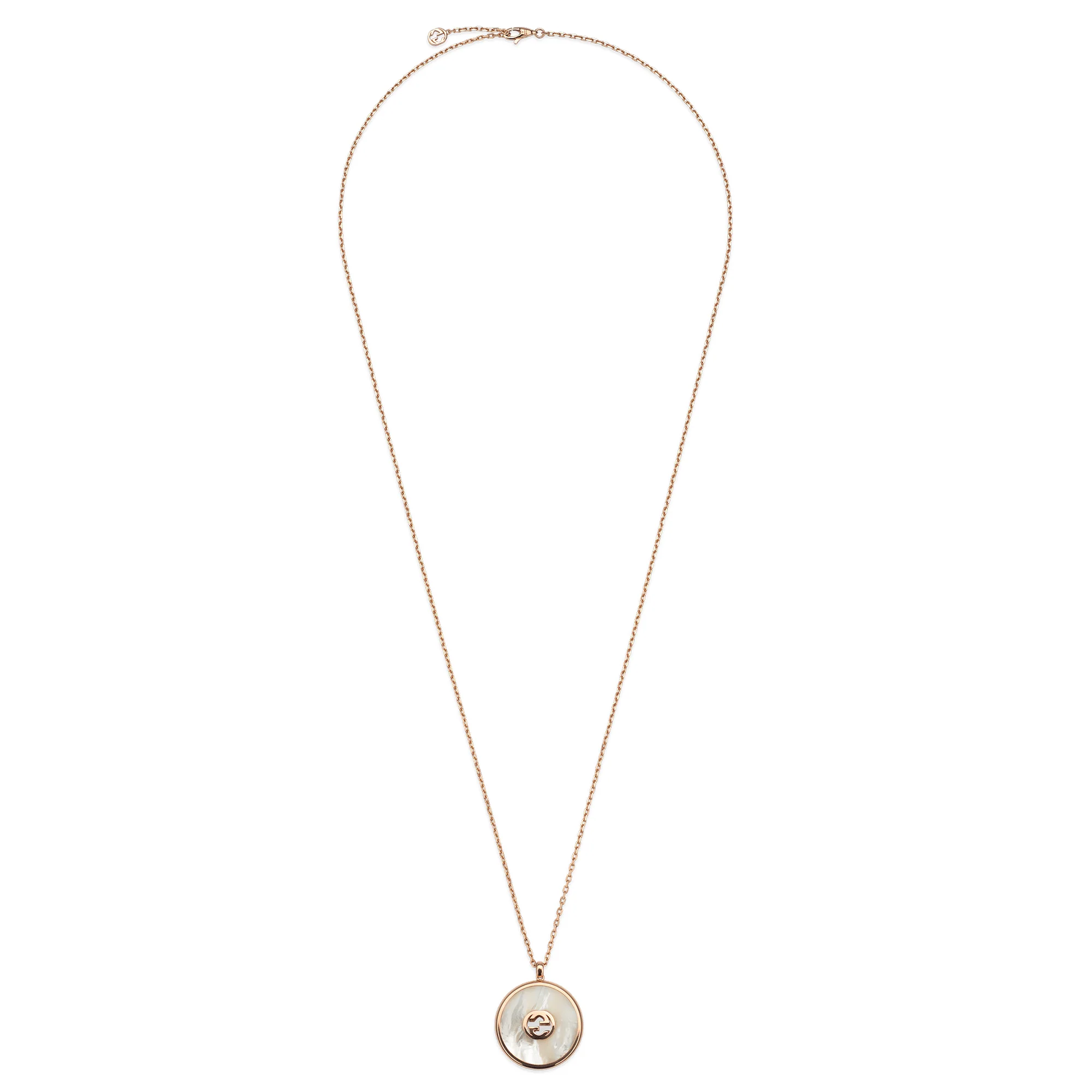 Gucci Interlocking 18ct Rose Gold Mother Of Pearl And Diamond Necklace - Image 2