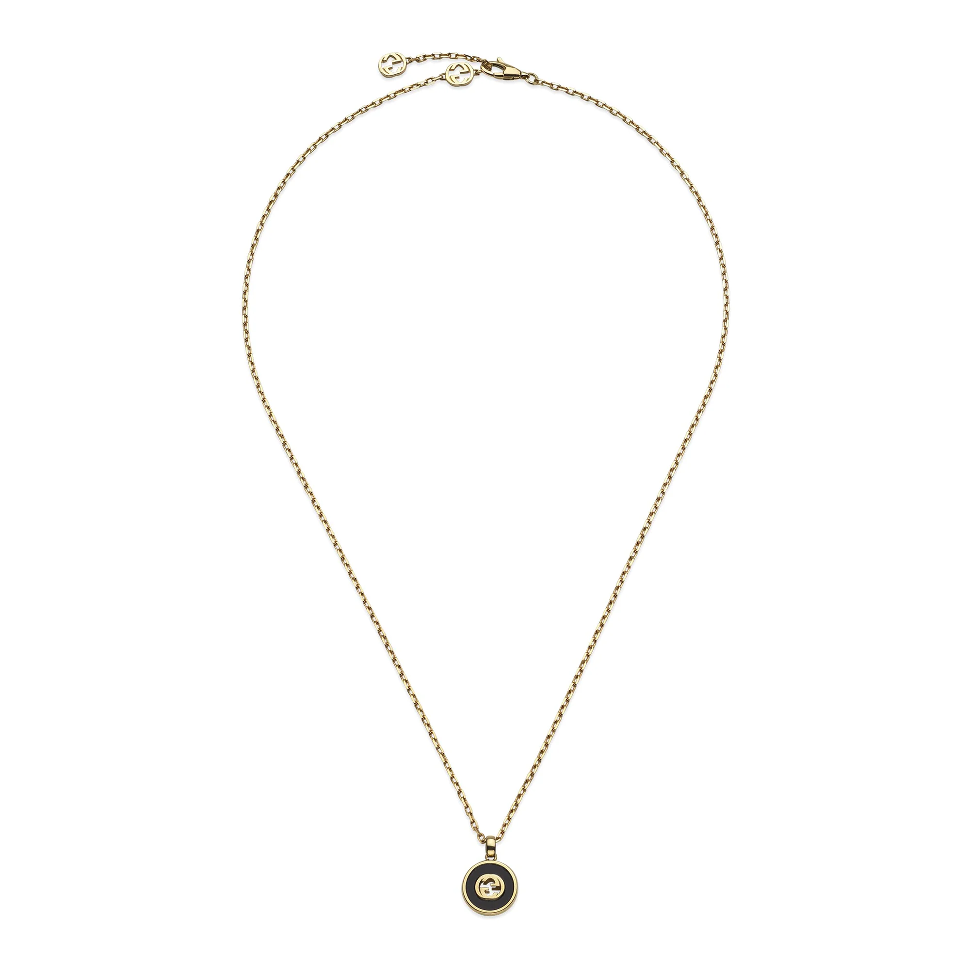 Gucci Interlocking 18ct Yellow Gold Black Onyx Pendant - Image 2