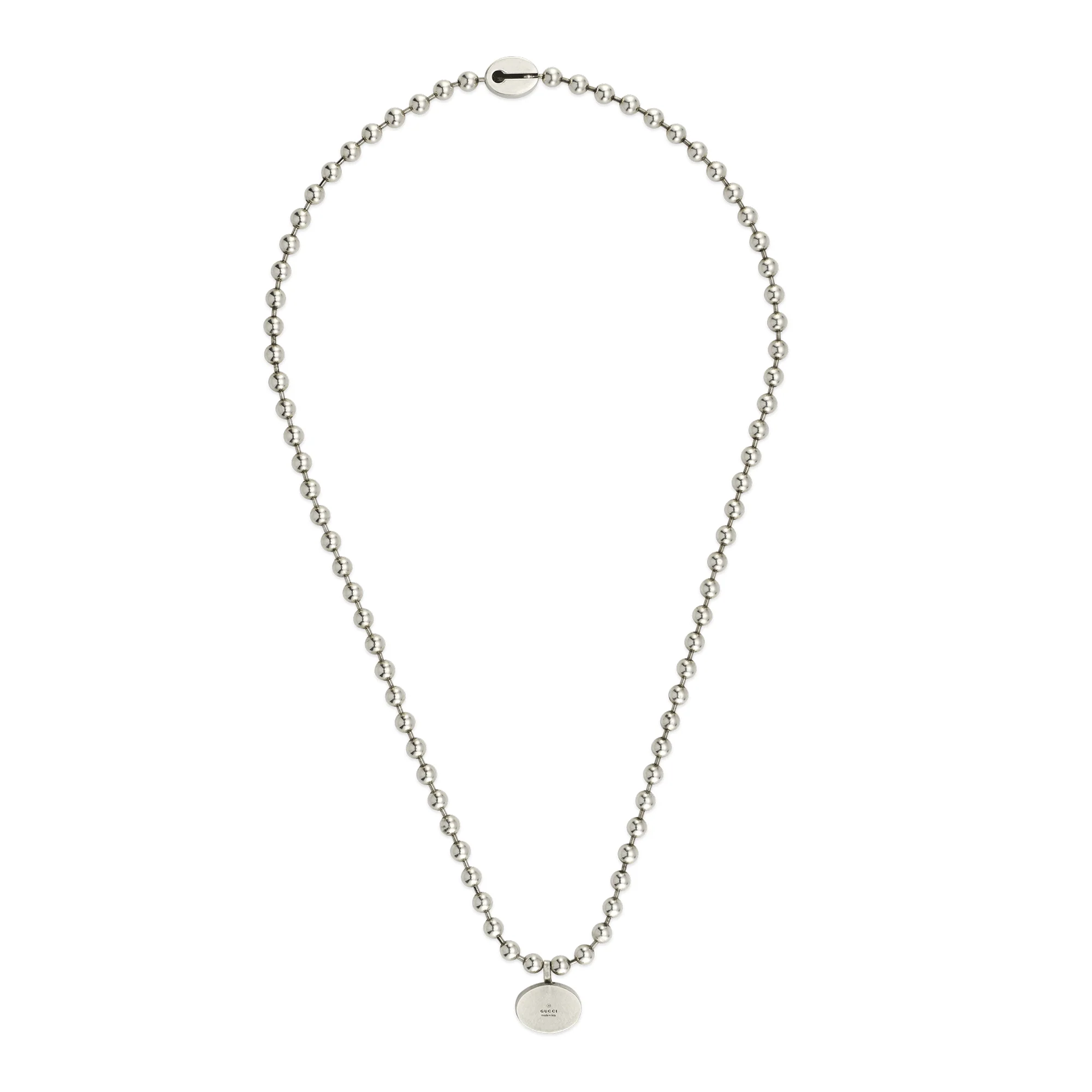 Gucci Interlocking Sterling Silver And Blue Enamel Boule Necklace - Image 2