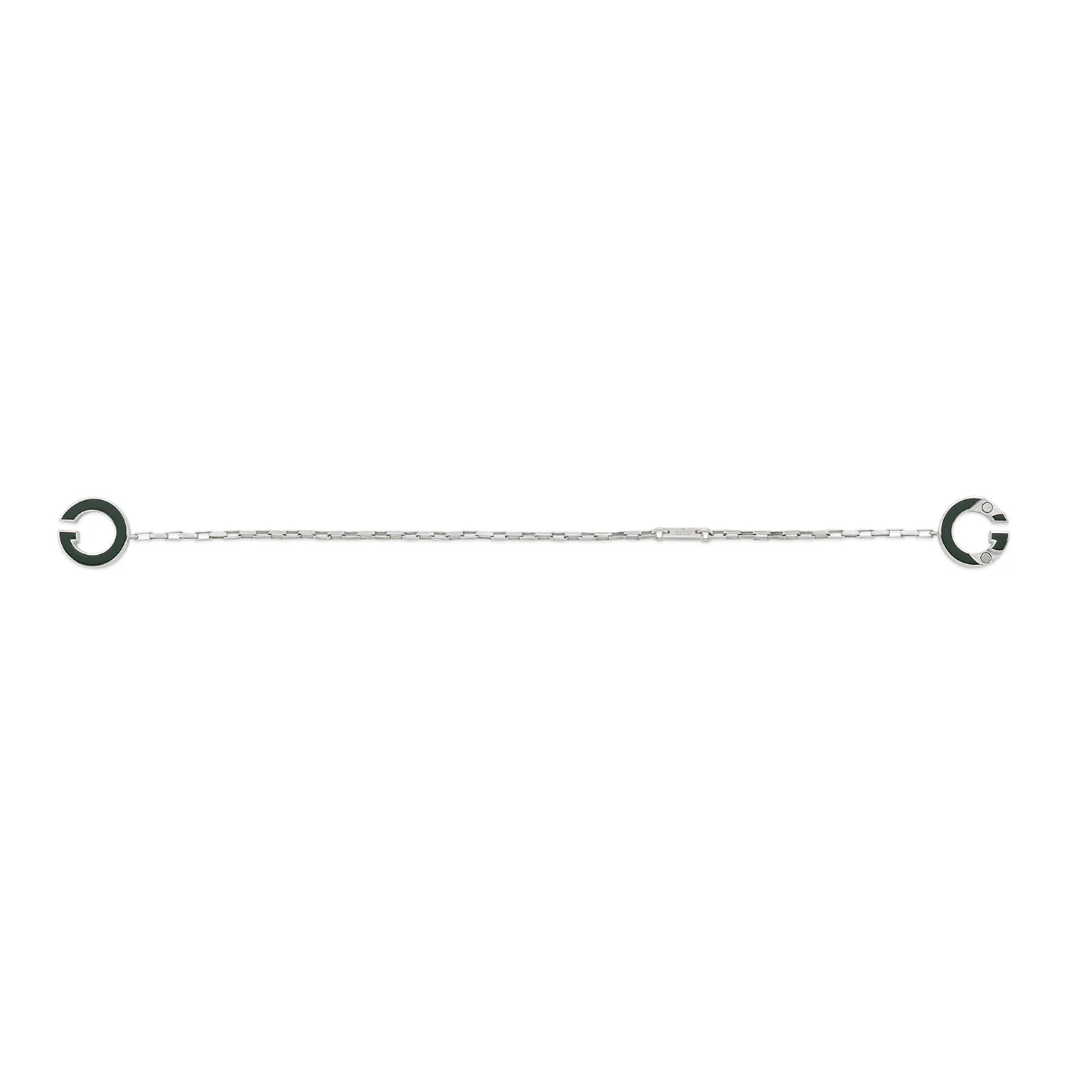 Interlocking Sterling Silver Green Enamel Logo Bracelet - Image 2