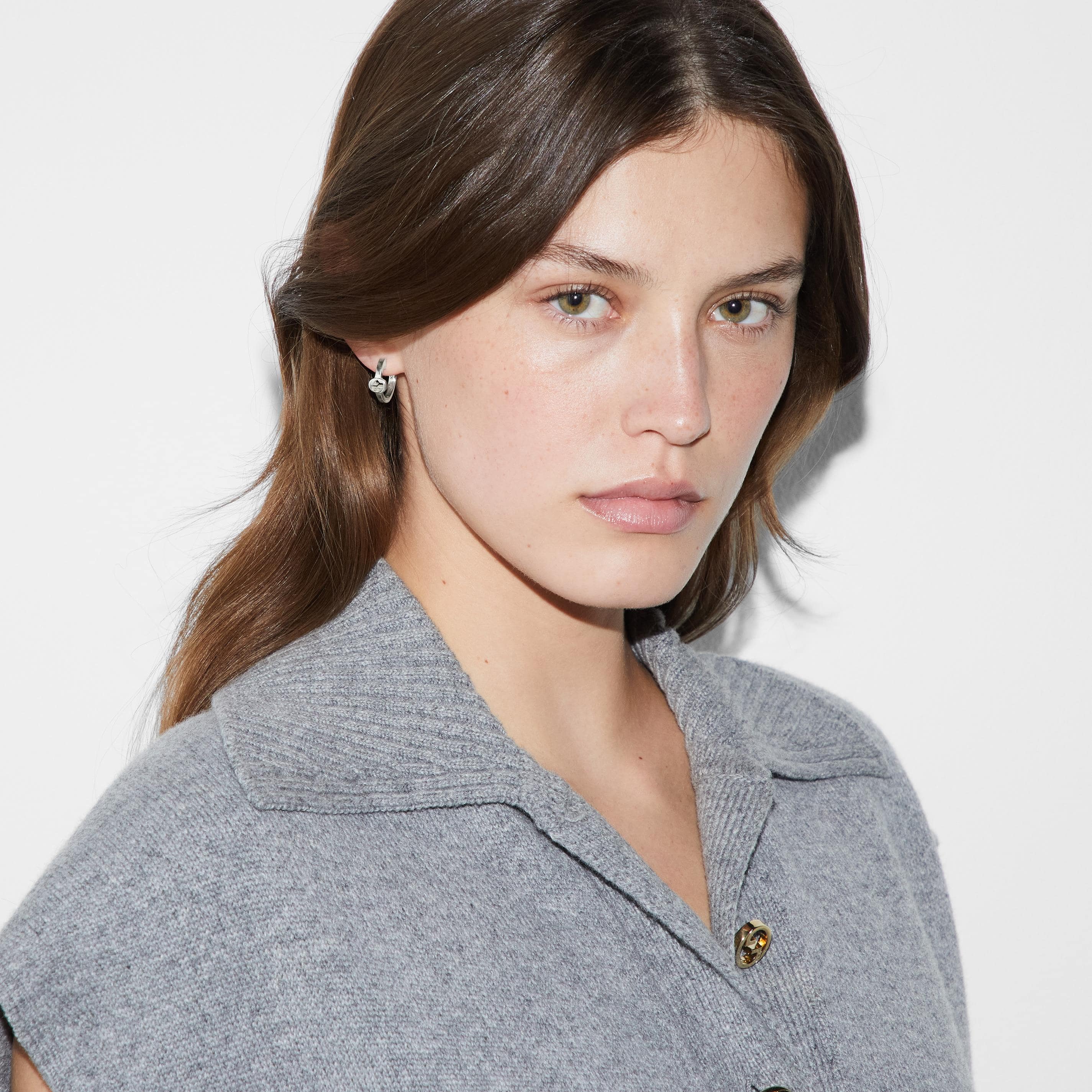 Gucci Interlocking Sterling Silver Large Hoop Earrings - Image 2