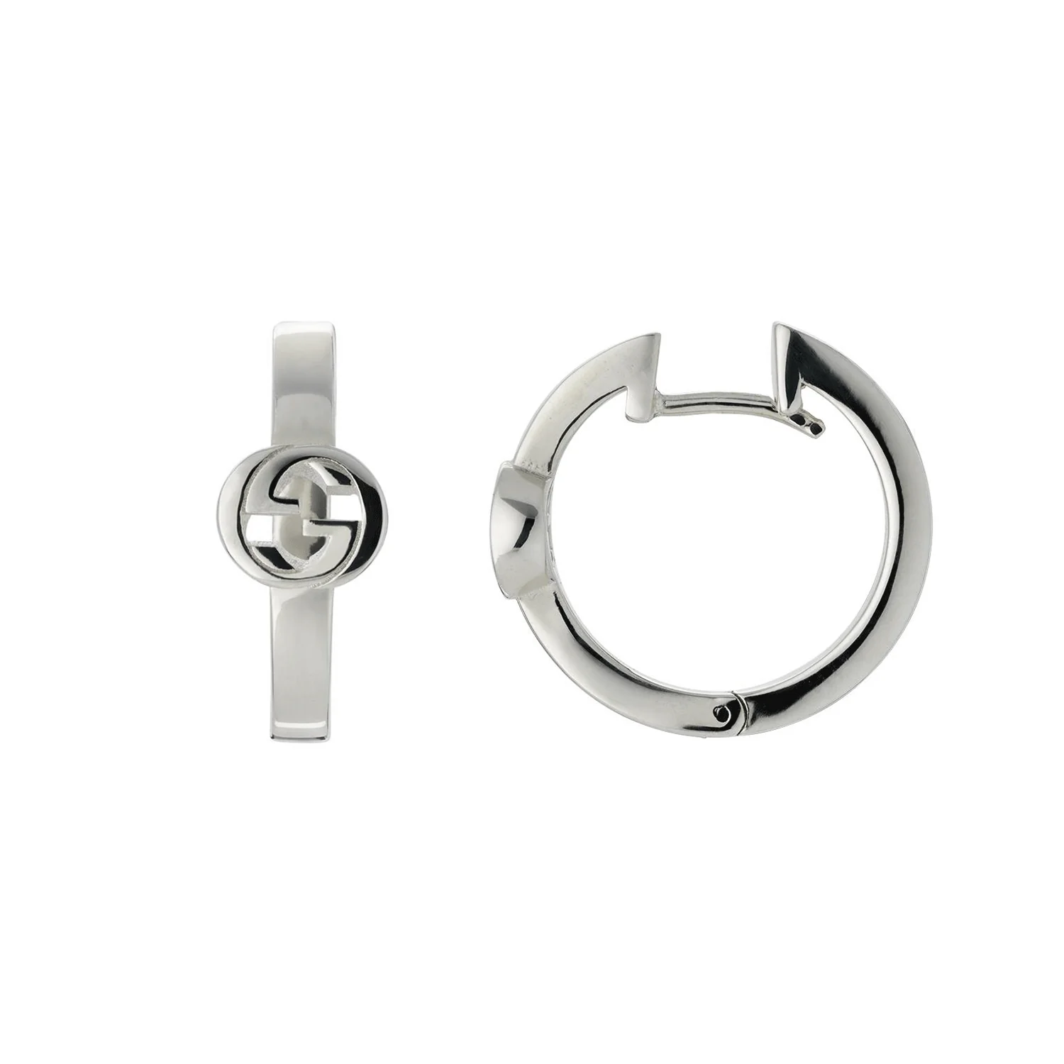 Gucci Interlocking Sterling Silver Large Hoop Earrings - Image 4