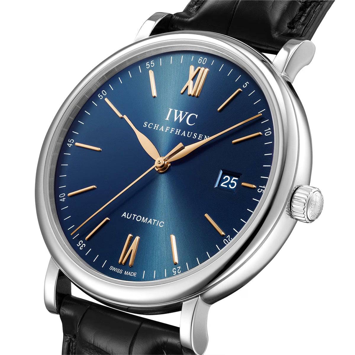 Portofino 40mm Blue/Rose Dial Men's Leather Strap Watch - Image 2