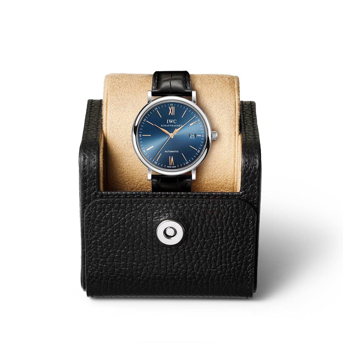 Portofino 40mm Blue/Rose Dial Men's Leather Strap Watch - Image 4