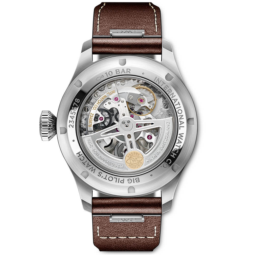 Big Pilot's 43mm Black Dial Mens Automatic Leather Strap Watch - Image 5