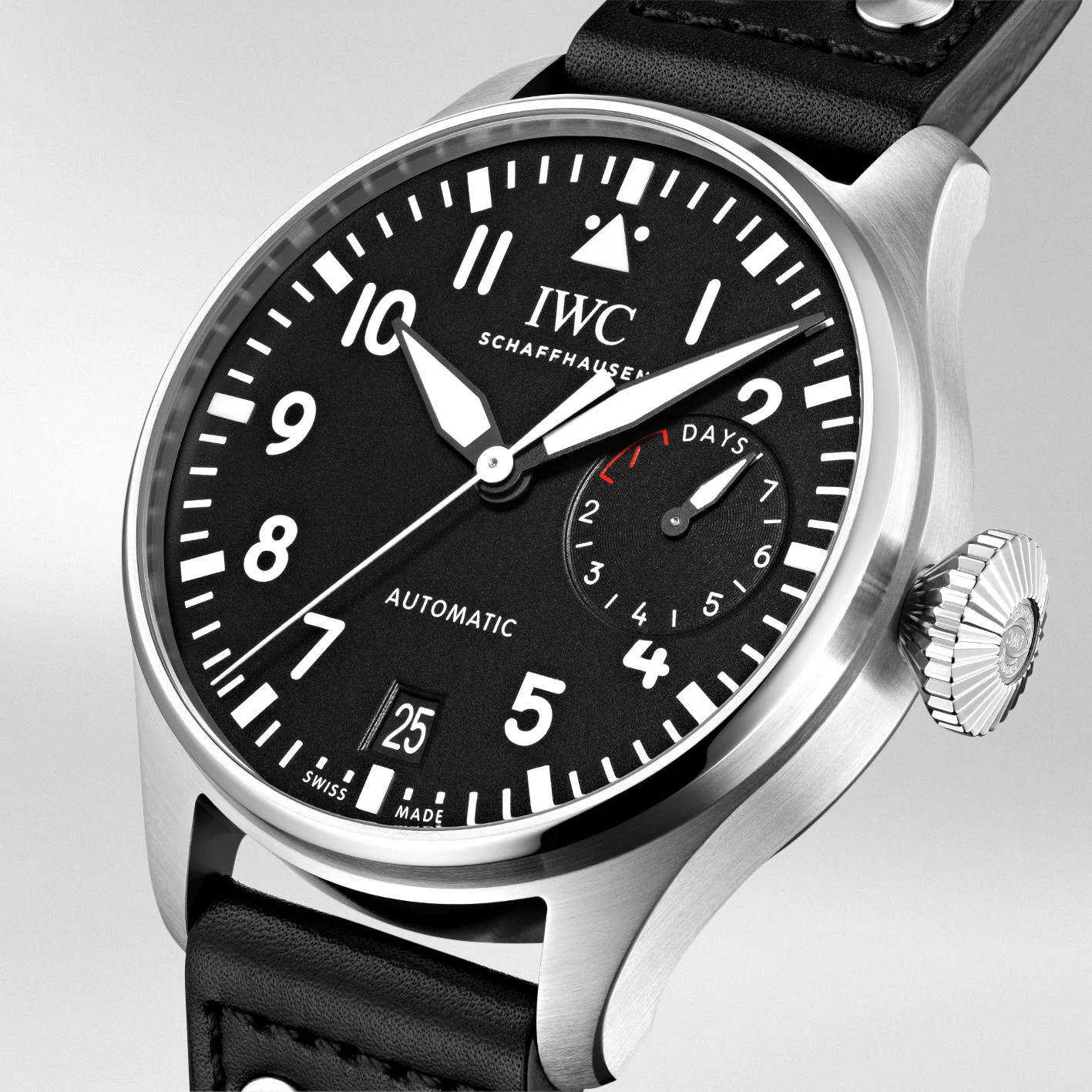 Big Pilot's 46mm Black Dial Mens Leather Strap Watch - Image 2