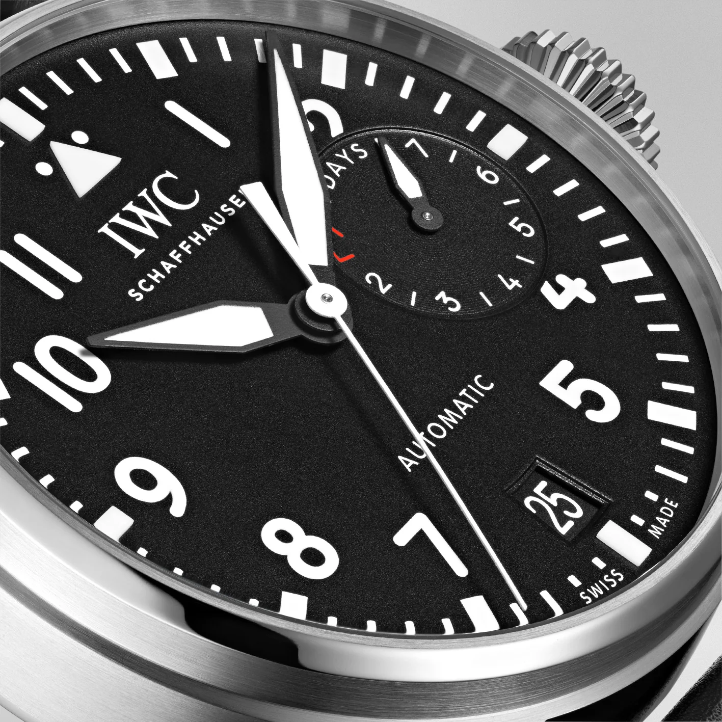 Big Pilot's 46mm Black Dial Mens Leather Strap Watch - Image 3